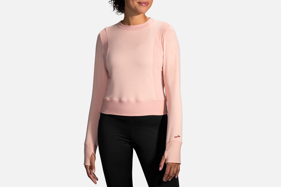 Brooks Women's Notch Thermal Long Sleeve Tops Heather Flamingo/Flamingo ( ZVGFD4607 )